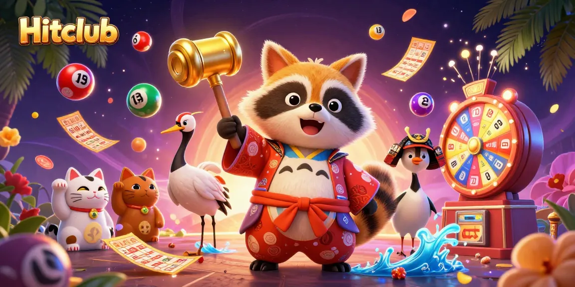 Hitclub gamifies excitement with colorful elements in a vibrant casino scene.