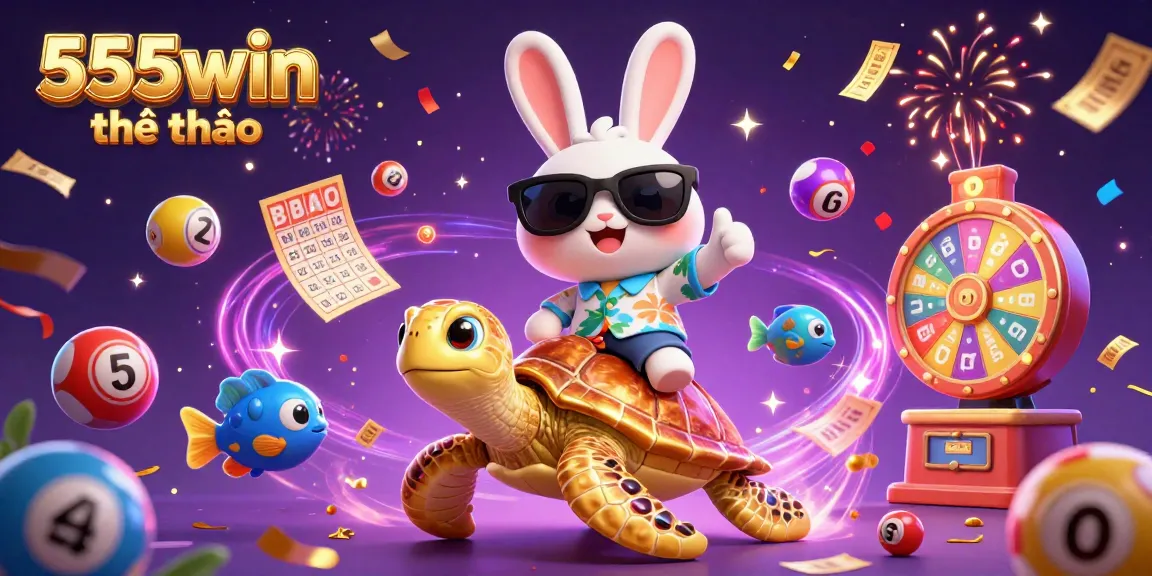 Experience the excitement of betting at 555win thể thao with vibrant visuals and dynamic elements in this lively illustration.