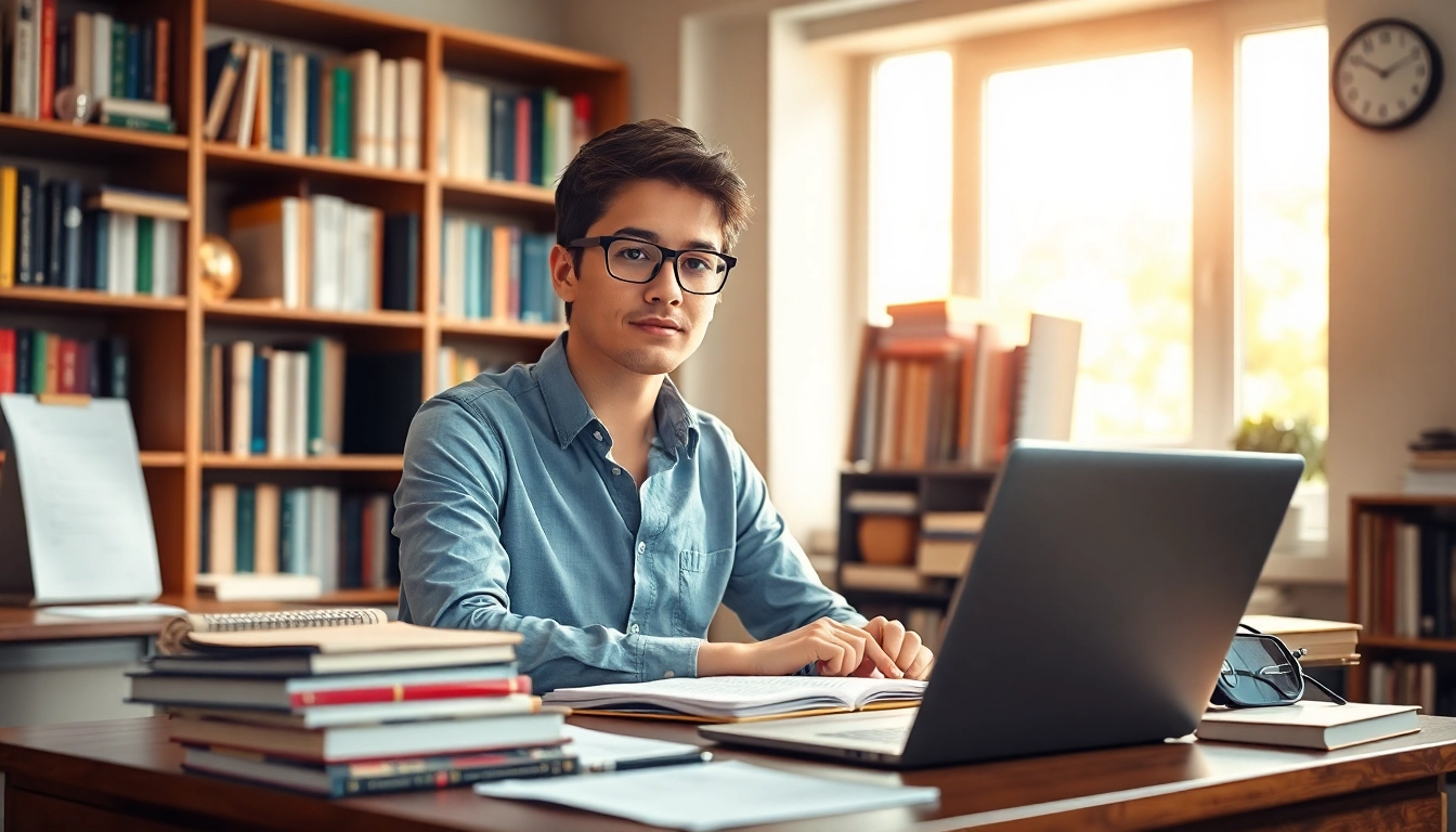 Hire skilled TOEFL test takers for hire confidently studying in a focused academic setting.