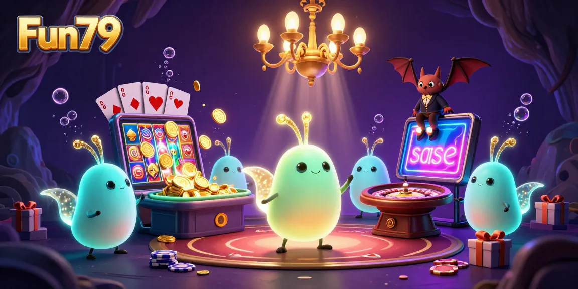 Spin exciting slot games with Fun79 in a vibrant cave casino with glowworms lighting the scene.