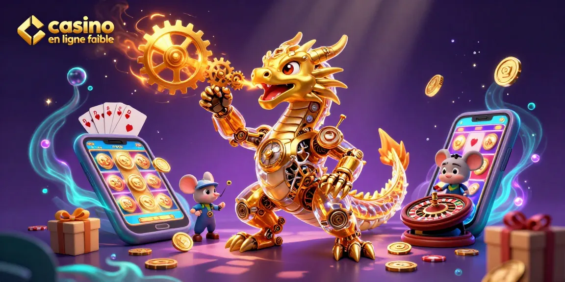 Visualisation dynamique d'un casino en ligne fiable avec un dragon et des jeux de cartes.