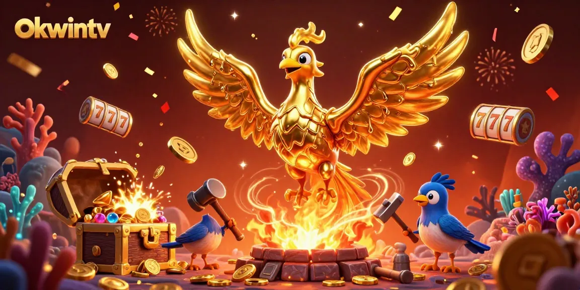 Experience thrilling gameplay with okwintv as the golden phoenix emerges surrounded by vibrant casino elements.
