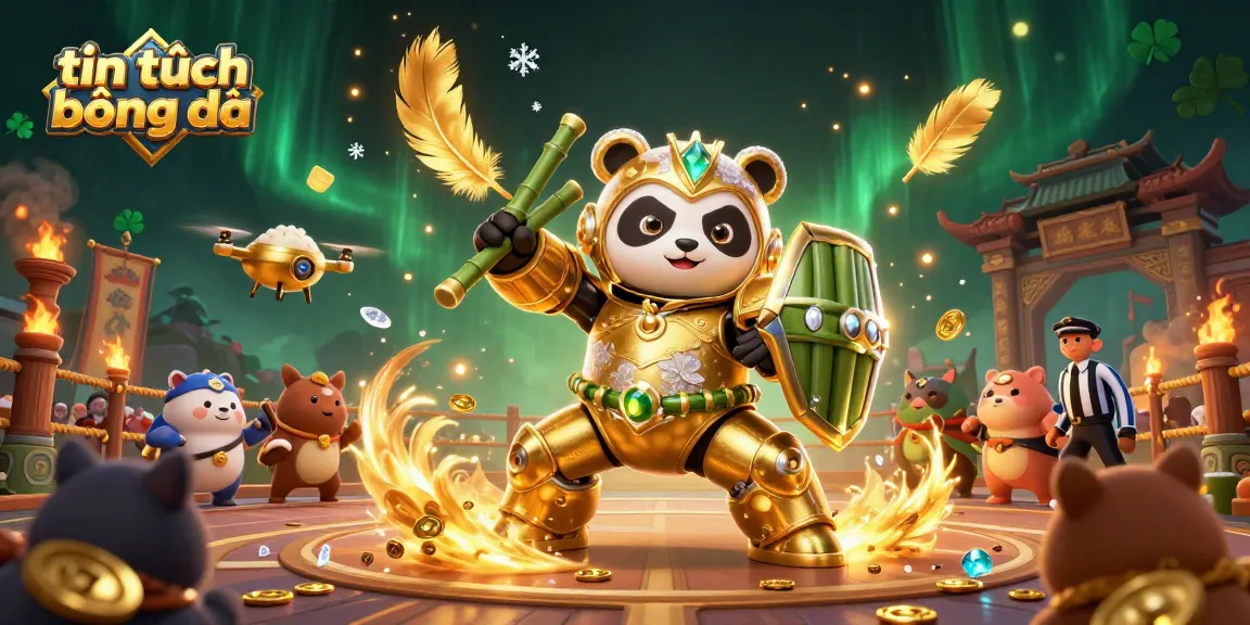 Watch the dynamic scene of tin tức bóng đá with golden panda piloting in the gambling arena.