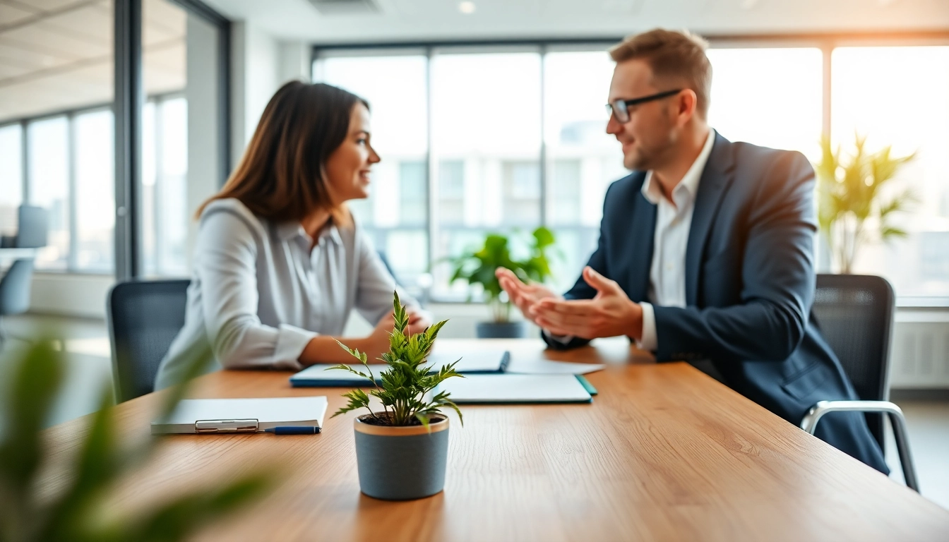 Engaging career coaching session in a modern office with warm lighting and personal touches.