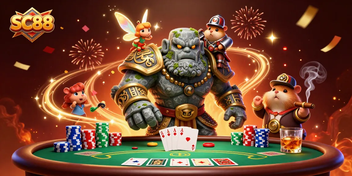 Engage with SC88 experiences by exploring a dynamic casino scene filled with vibrant poker elements.