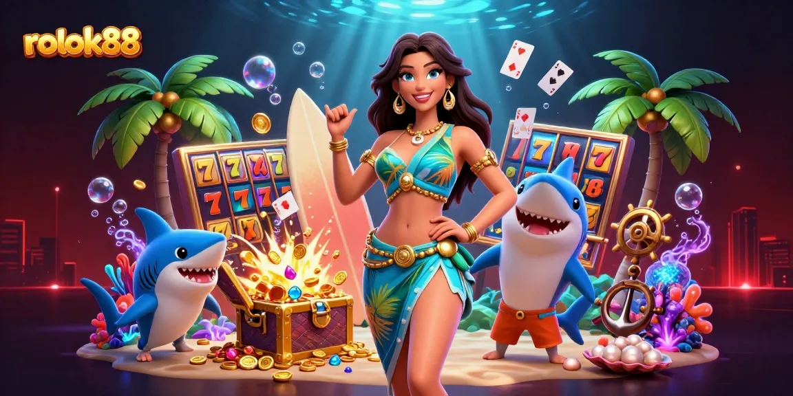 Experience thrilling gameplay with rokok88 featuring a vibrant scene of casino elements and community spirit.