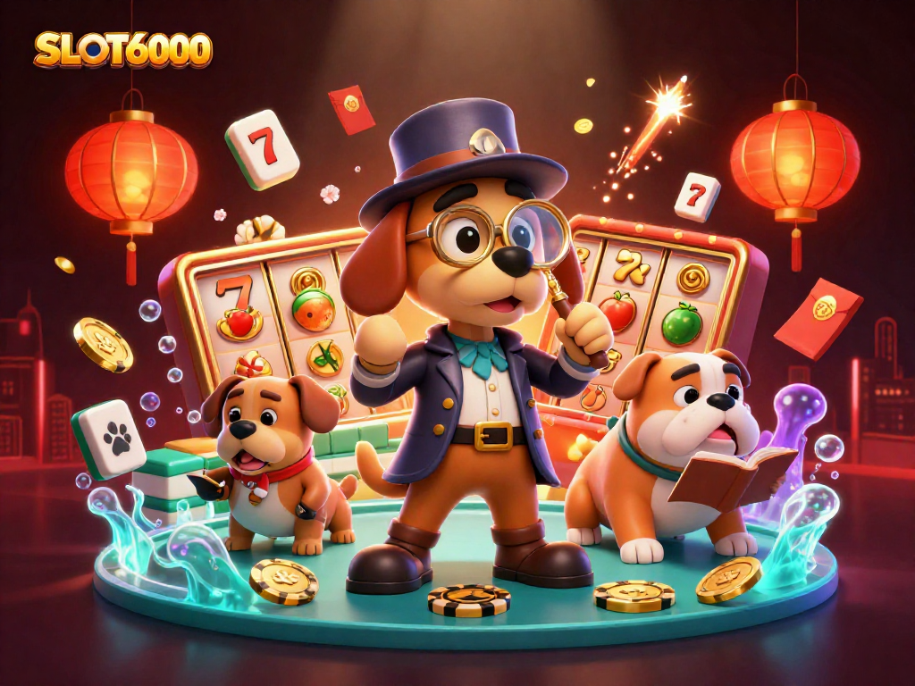 Experience exhilarating wins at SLOT6000 with golden poker chips, lucky charms, and vibrant slot reels!