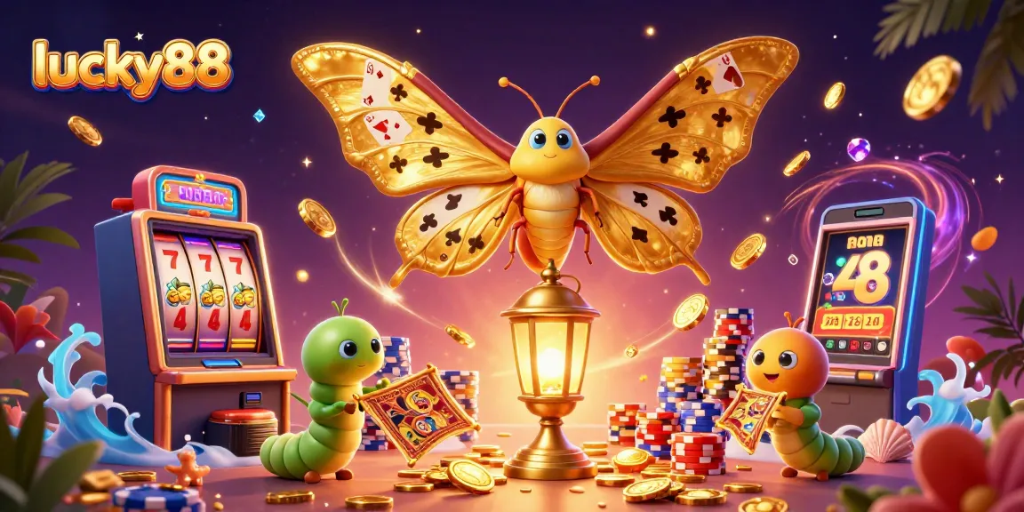Experience winning moments with lucky88 in this vibrant 3D casino scene full of excitement and rewards.