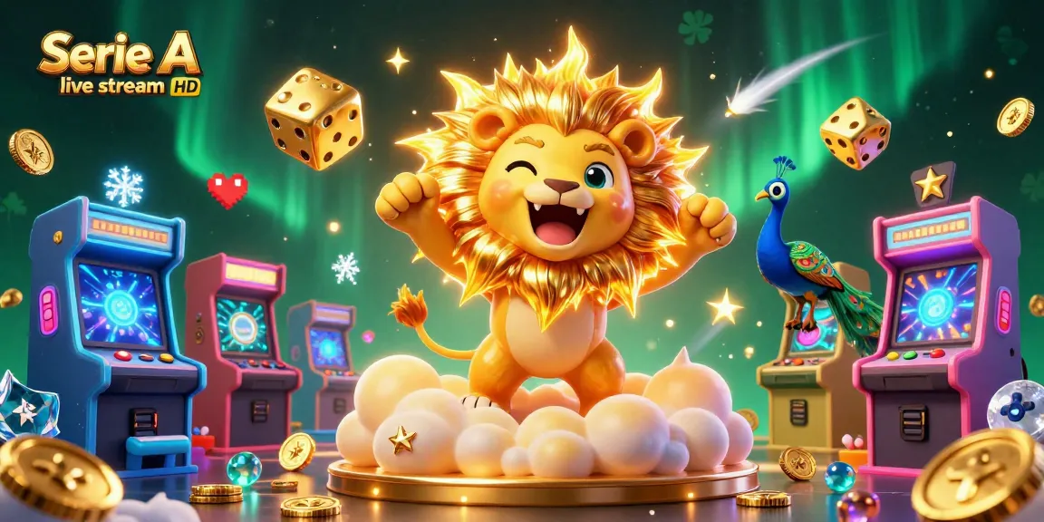 Experience Serie A live stream HD with this vibrant 3D casino-themed illustration showing dynamic characters and game elements.