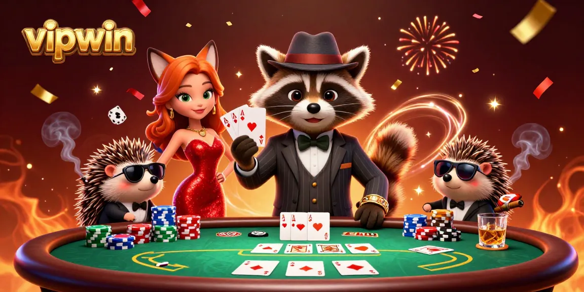 Experience thrilling poker action with vipwin's vibrant gaming scene featuring charismatic characters and rich casino elements