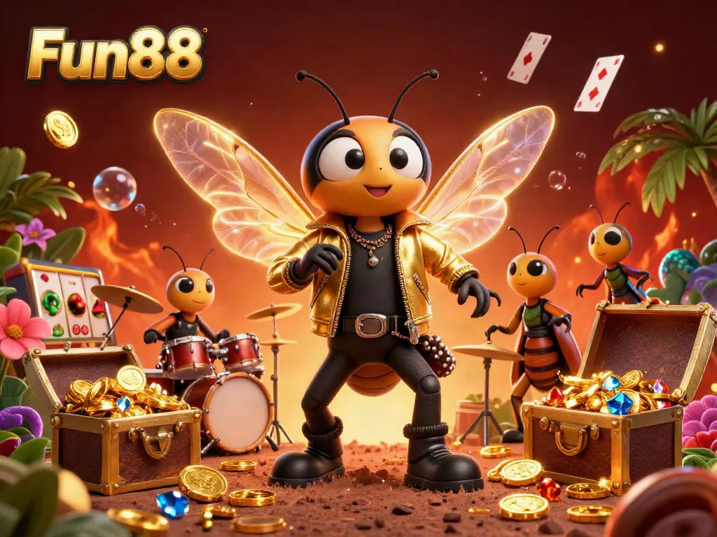 Experience the excitement of Fun88 with vibrant casino-themed elements in this dynamic illustration.