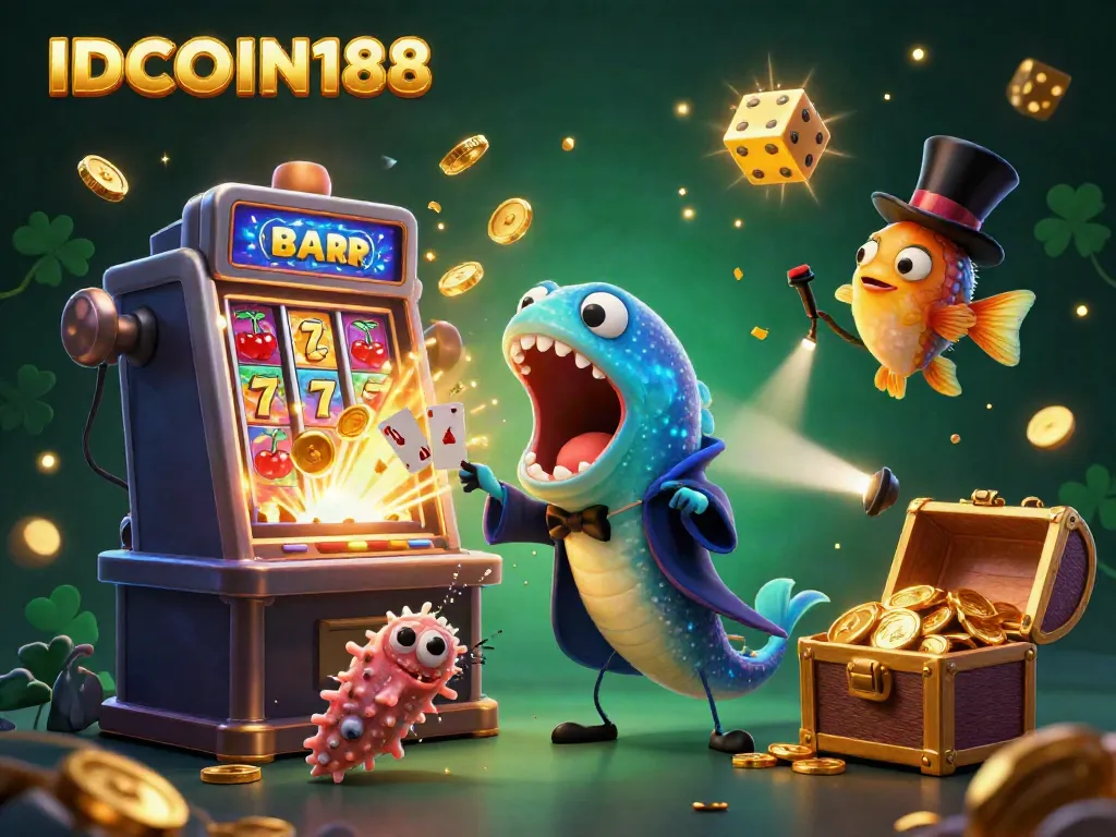 Experience exciting slot action at IDCOIN188 with vibrant casino themes and engaging characters.