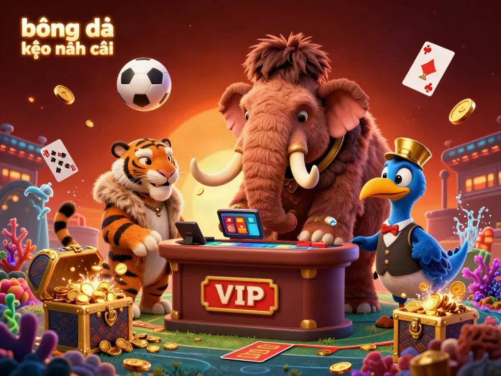 Engage with bóng đá kèo nhà cái in a dynamic casino scene featuring sports betting elements and cartoon characters.