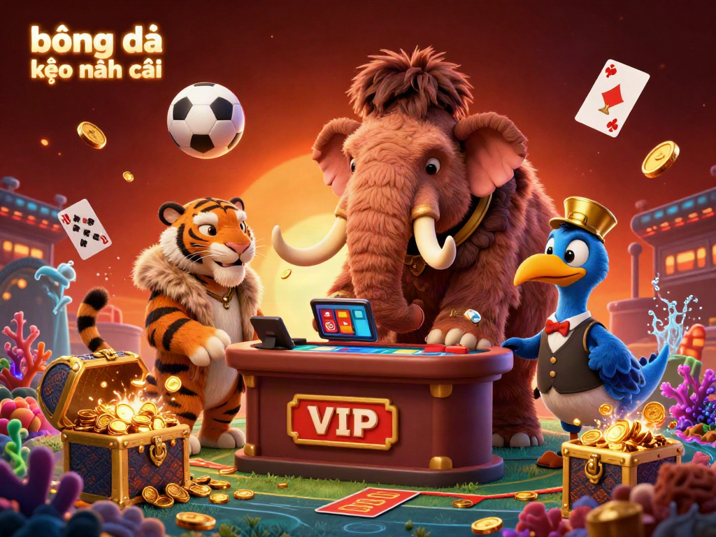 Engage with bóng đá kèo nhà cái in a dynamic casino scene featuring sports betting elements and cartoon characters.