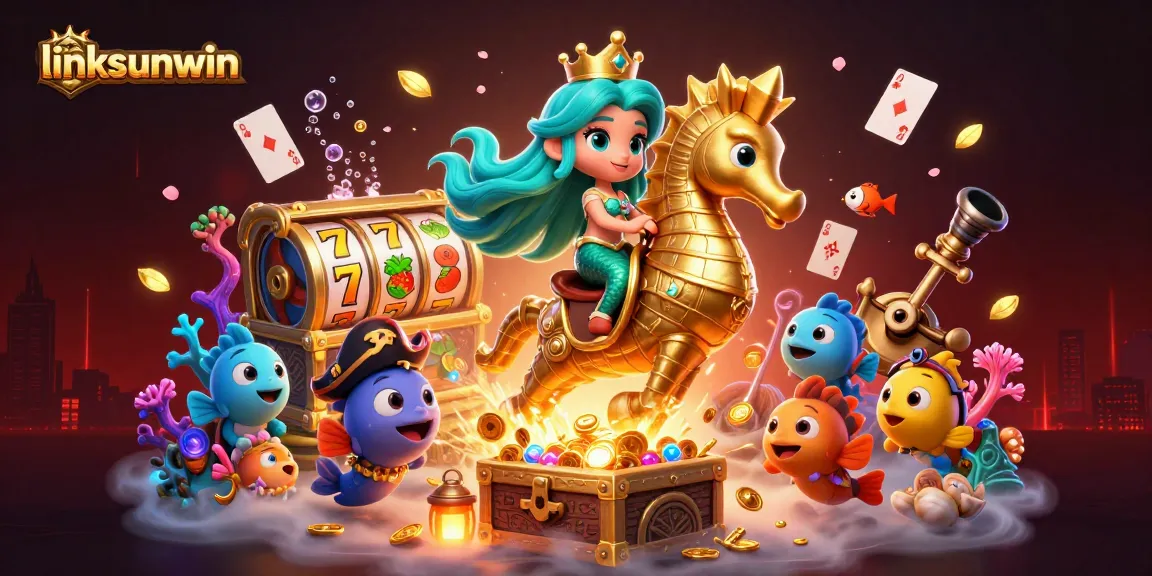 Spin to win at linksunwin with the mermaid princess and a treasure-filled underwater scene.