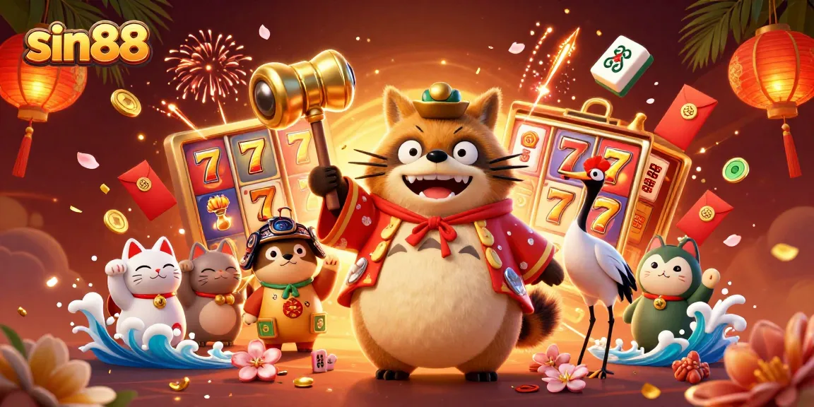 Experience sin88's vibrant slot action featuring cheerful characters and festive elements.