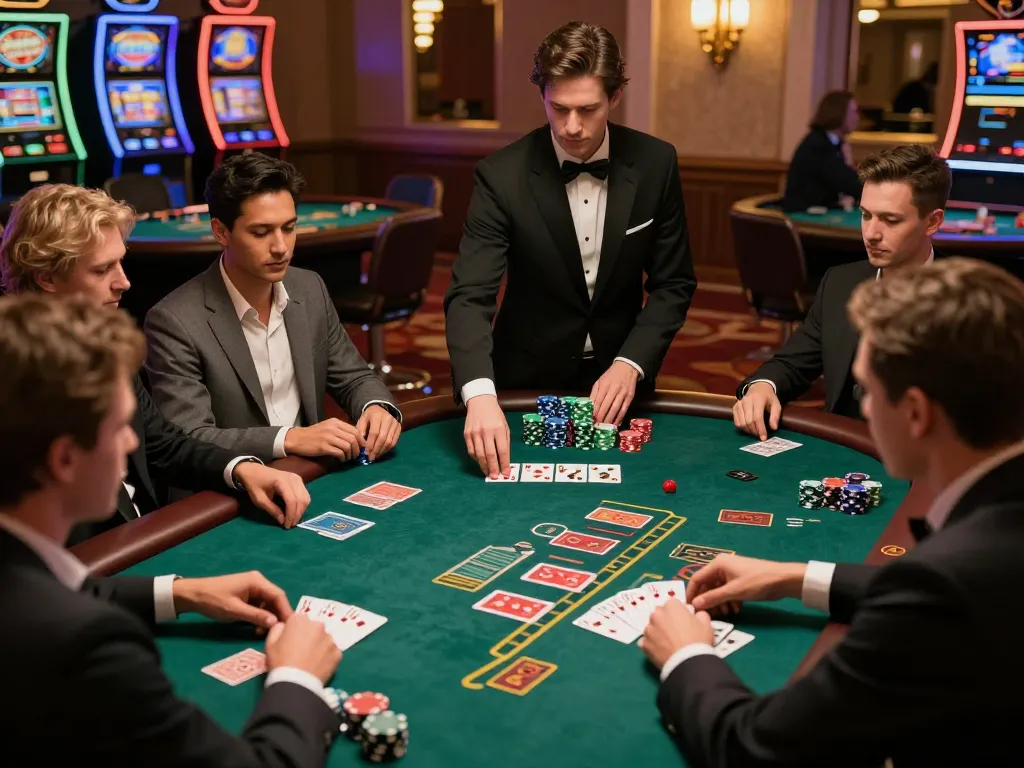 Experience VA88 excitement at a high-stakes blackjack table in a luxury casino.
