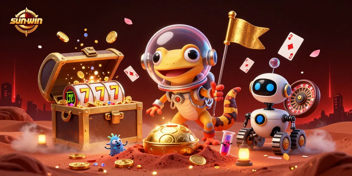Experience the excitement of sun-win as a Martian gecko discovers a buried casino landscape.