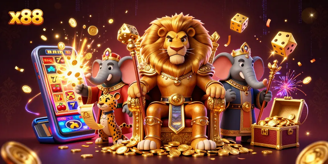 Experience the excitement with x88 as the lion king reigns in a vibrant casino world.