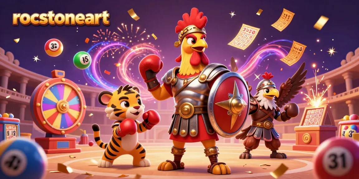 Experience vivid gaming action with rocstoneart in an energetic casino scene featuring dynamic lottery elements.