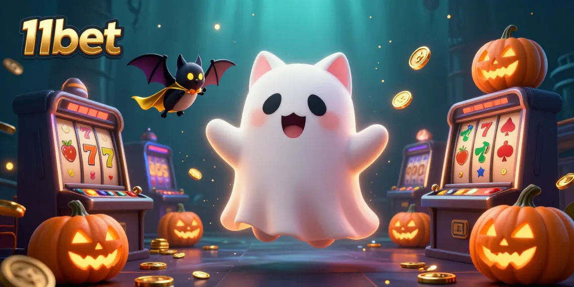 Engage with 11bet using thrilling ghostly fun in a vibrant haunted casino scene.