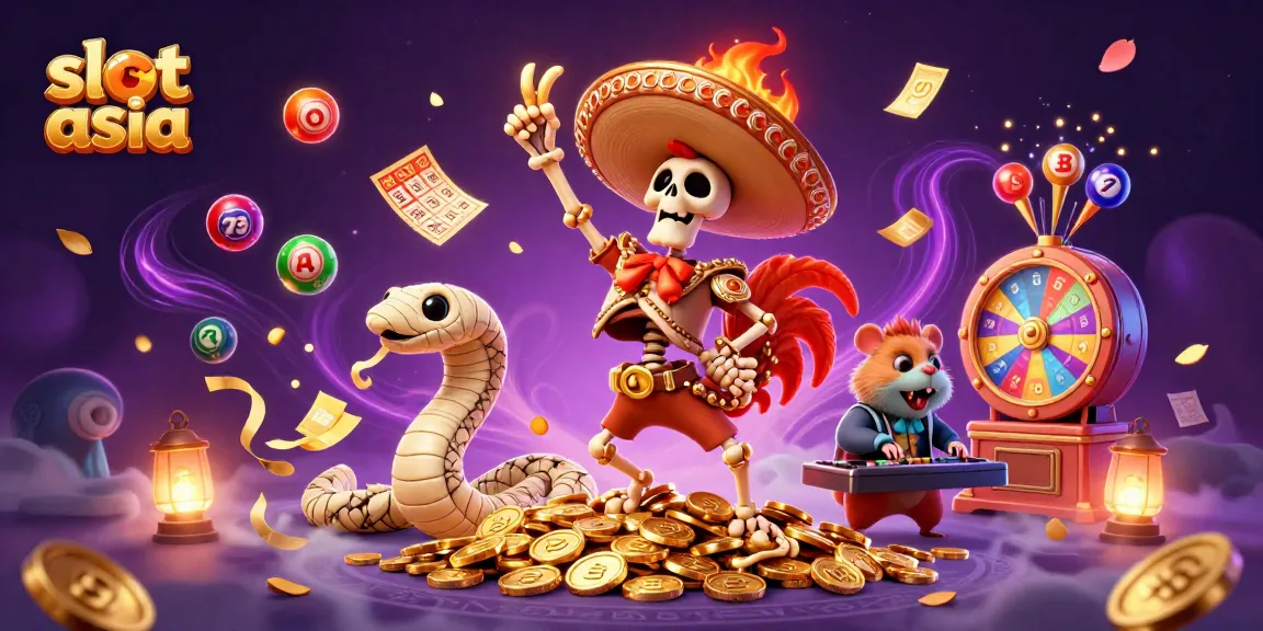 Experience excitement with slot asia featuring vibrant games, golden coins, and dynamic characters.