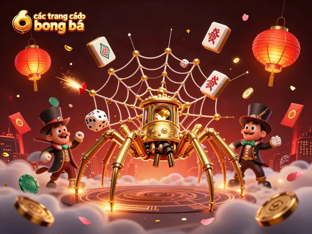 Các trang cá độ bóng đá mang đến trải nghiệm cá cược thú vị với một đàn nhện steampunk tạo lưới vàng và các yếu tố chiến thắng.