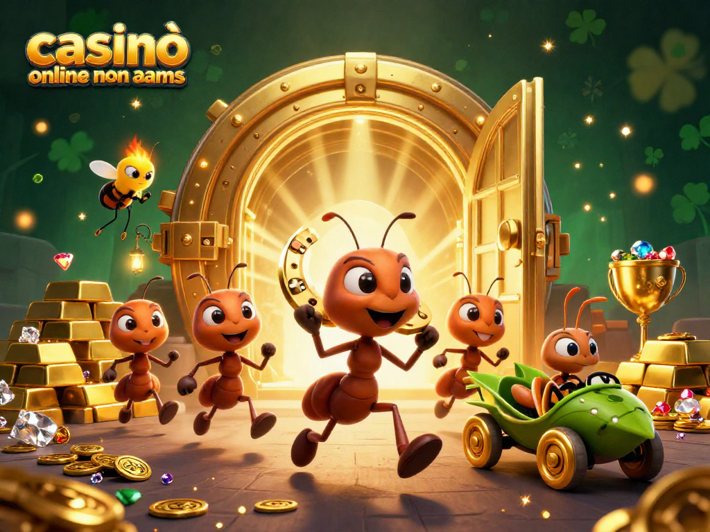 Il team di formiche in un casinò online non AAMS mentre trasporta un chip d'oro gigante.