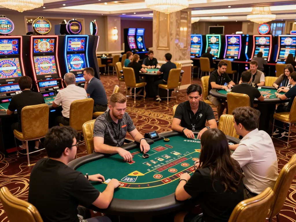 Players enjoying a thrilling game of blackjack at nhà cái Net88 in a luxurious casino setting, showcasing vibrant atmosphere.