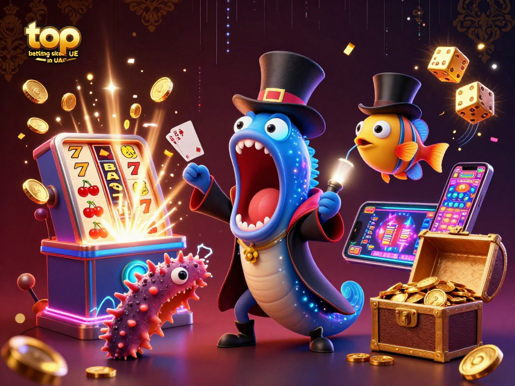 Engage with top betting sites in UAE through a vibrant illustration of gambling characters.