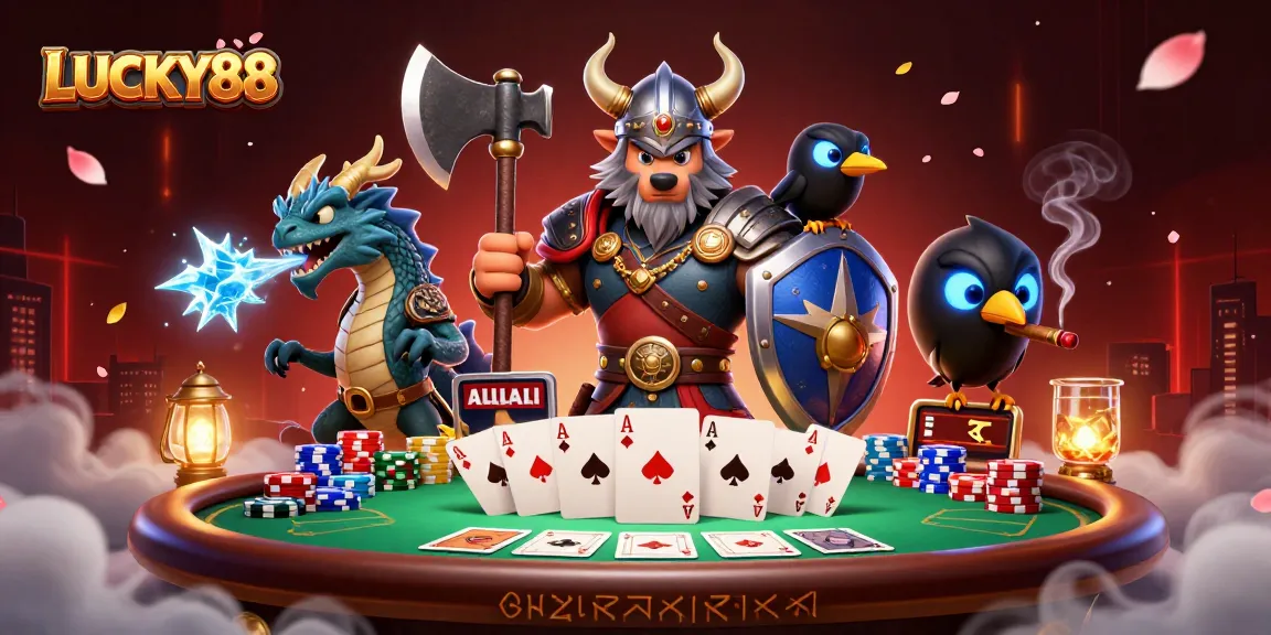 Experience intense action at LUCKY88 with Viking warriors and epic poker elements.