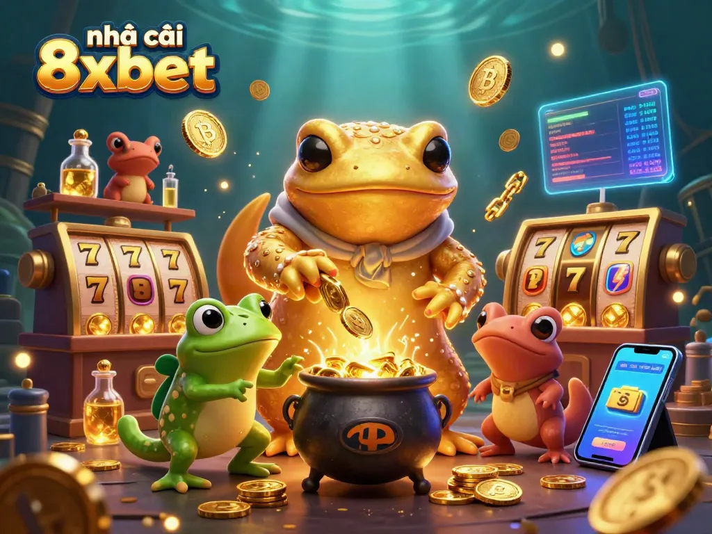 Experience exciting gameplay at nhà cái 8xbet with dynamic slot machines and golden coins.