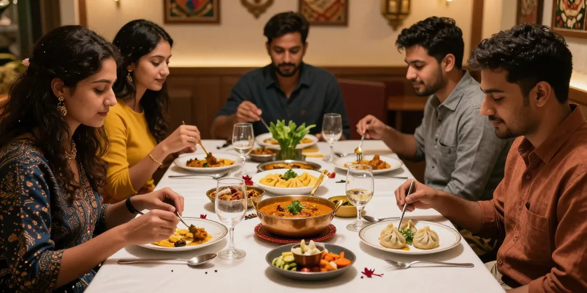 Delicious Indian curry and Nepalese momo at rokok 88 shared among friends in a warm dining atmosphere.