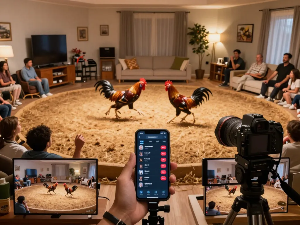 Witness the thrilling đá gà trực tiếp wala88 action in a cozy home setup with live streaming.