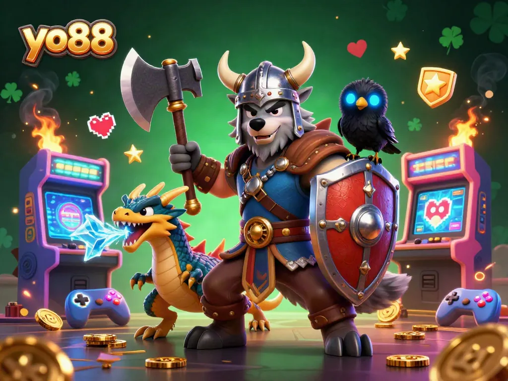 Spin to win at yo88 with vibrant arcade games and delightful characters in a thrilling casino environment.