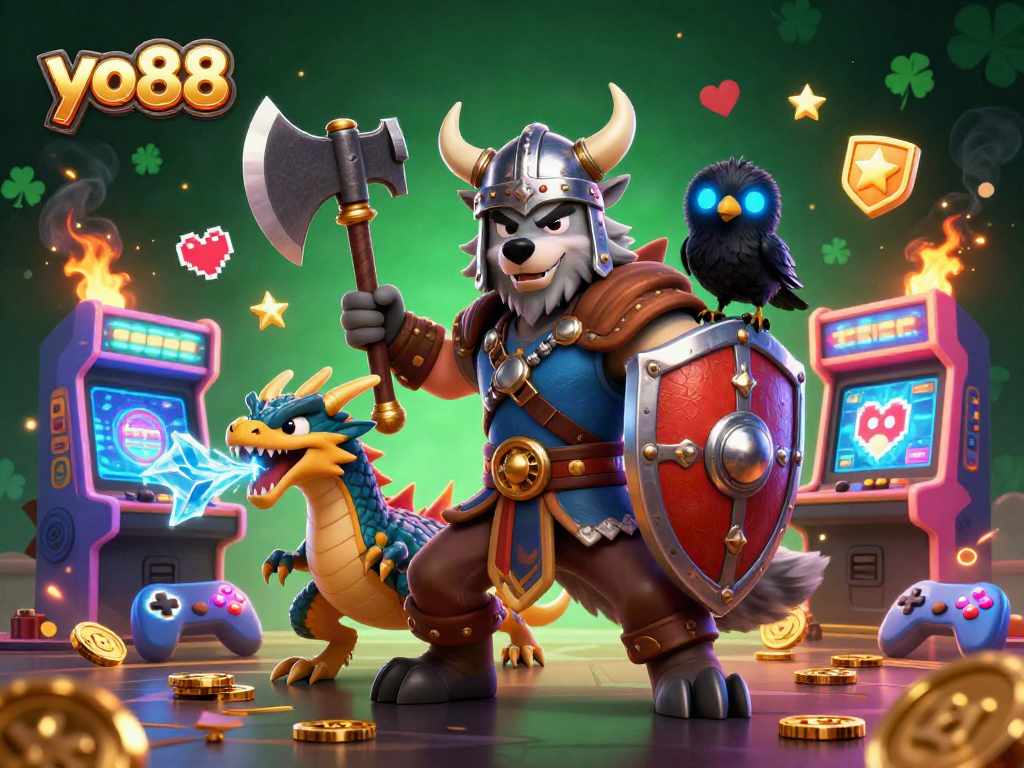 Spin to win at yo88 with vibrant arcade games and delightful characters in a thrilling casino environment.