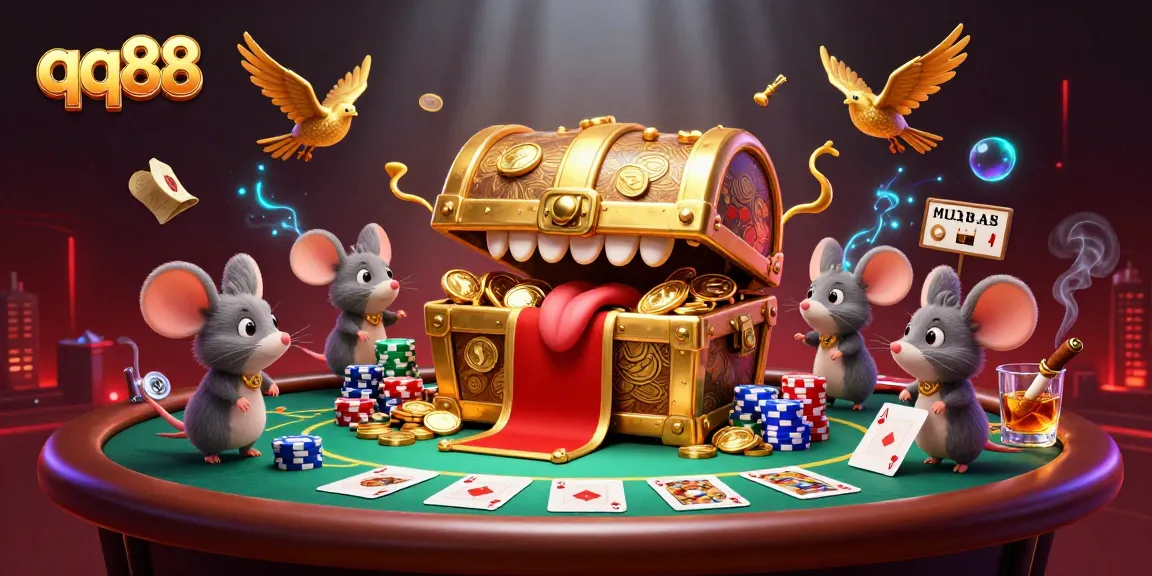 Experience excitement with qq88's dynamic casino scene showcasing thrilling poker elements.