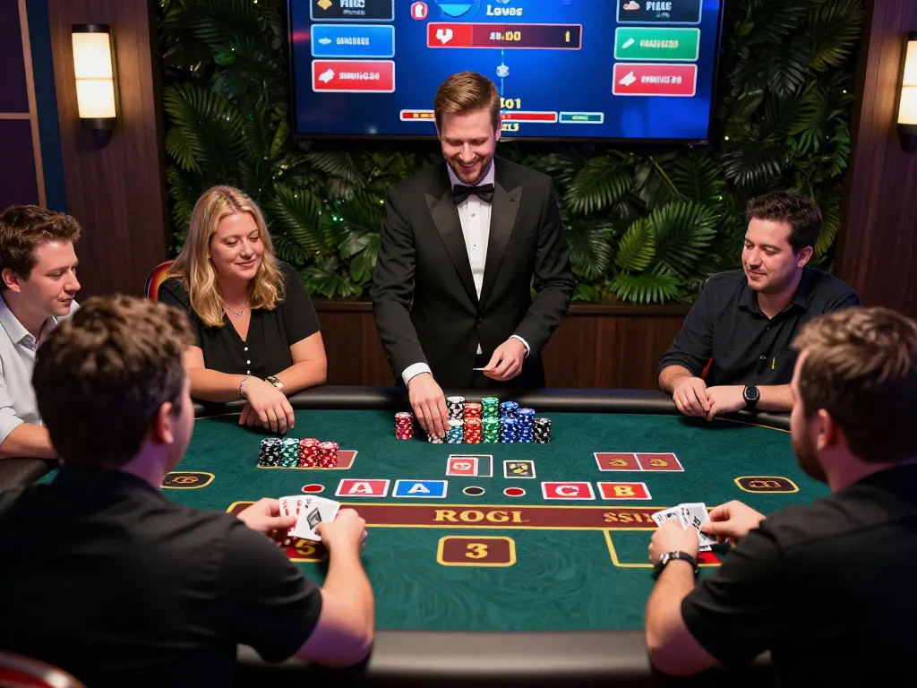 SGWIN66 players enjoying the excitement of a live dealer game, highlighting real-time engagement.