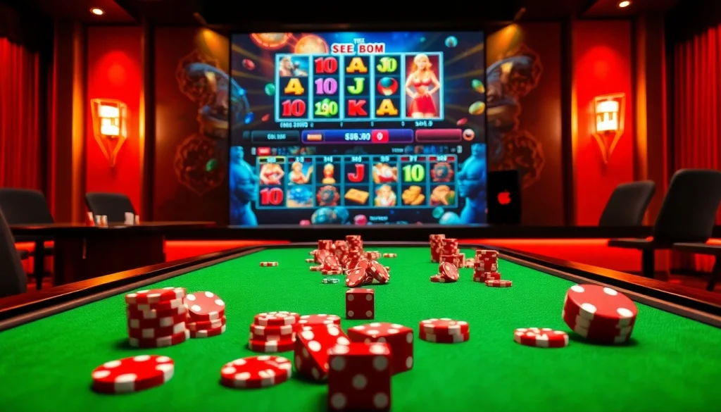Exciting gaming experience at nhà cái mmoo featuring a luxurious casino setup.