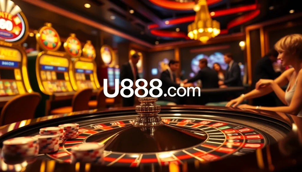 Experience the thrill of winning with U888 Com at a glamorous casino setting.