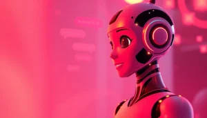 Engaging chat interface featuring a porn chat AI character in a warm and inviting digital landscape.