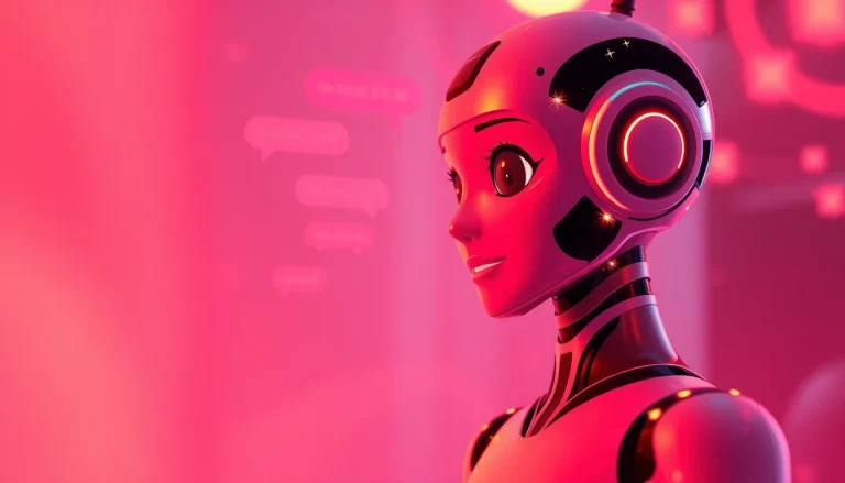 Engaging chat interface featuring a porn chat AI character in a warm and inviting digital landscape.