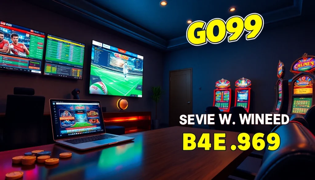 The dynamic GO99 online gambling experience, featuring sports betting and live casino games.