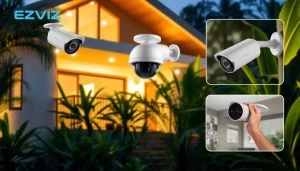 Cámaras EZVIZ instaladas en un entorno hogareño seguro en Costa Rica, que muestran soluciones de seguridad modernas.