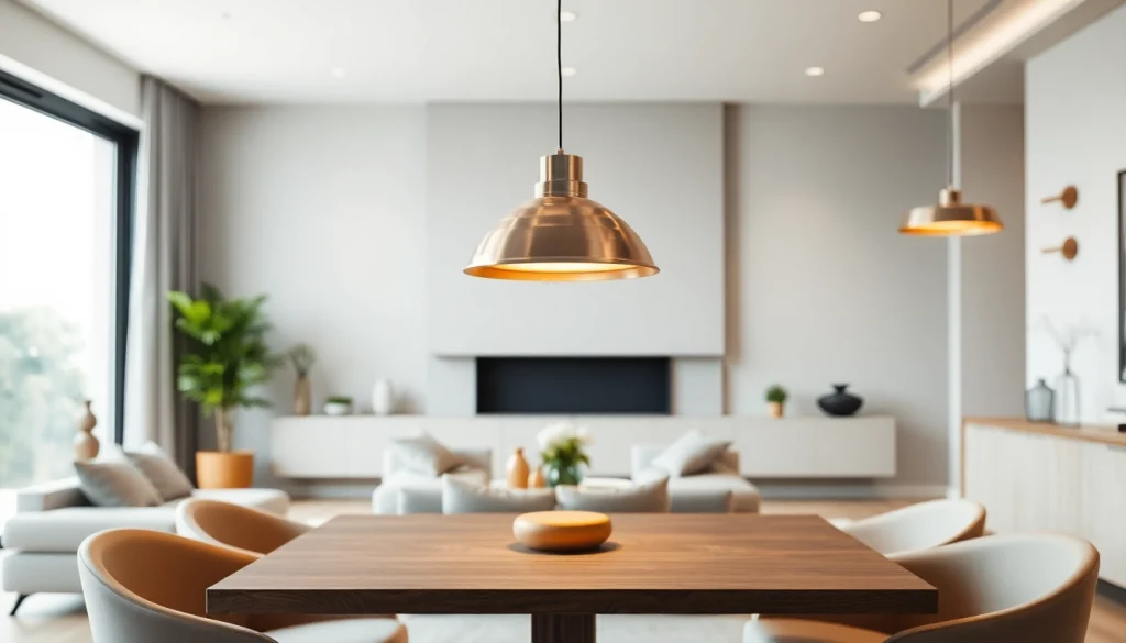 Shop ModernLighting with stylish fixtures illuminating a contemporary living space.