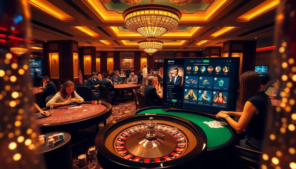 Experience the excitement of online gambling with AF88 link in a luxurious casino setting.