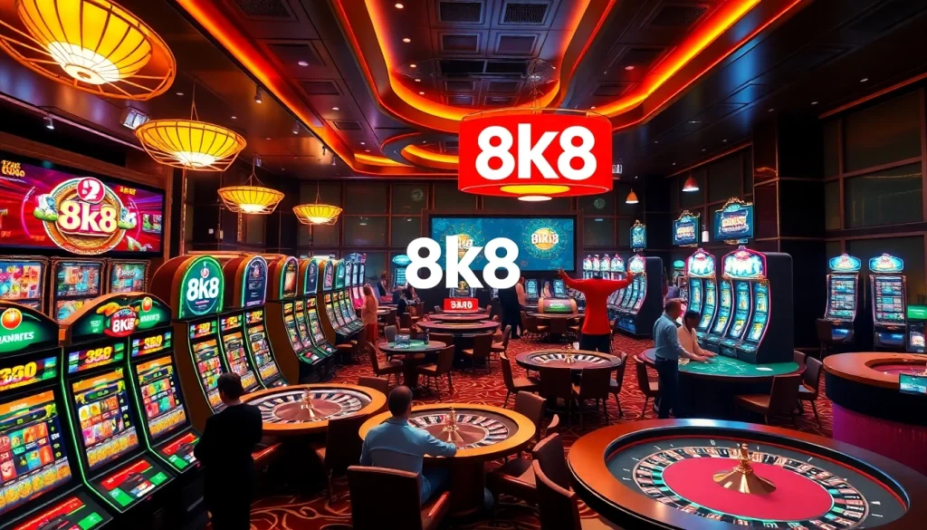 Experience the excitement of 8k8 online gaming with vibrant slot machines and poker tables.