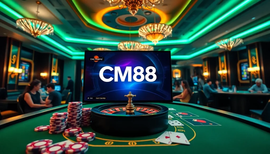 Players enjoying dynamic gaming experiences with CM88 at a luxurious online casino.
