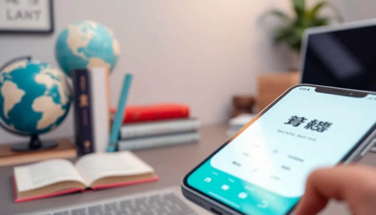 Engaging smartphone interface of 有道翻译 translation app with learning elements