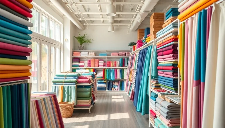 stoffen webshop nederland met kleurrijke stoffen in een gezellige showroom.